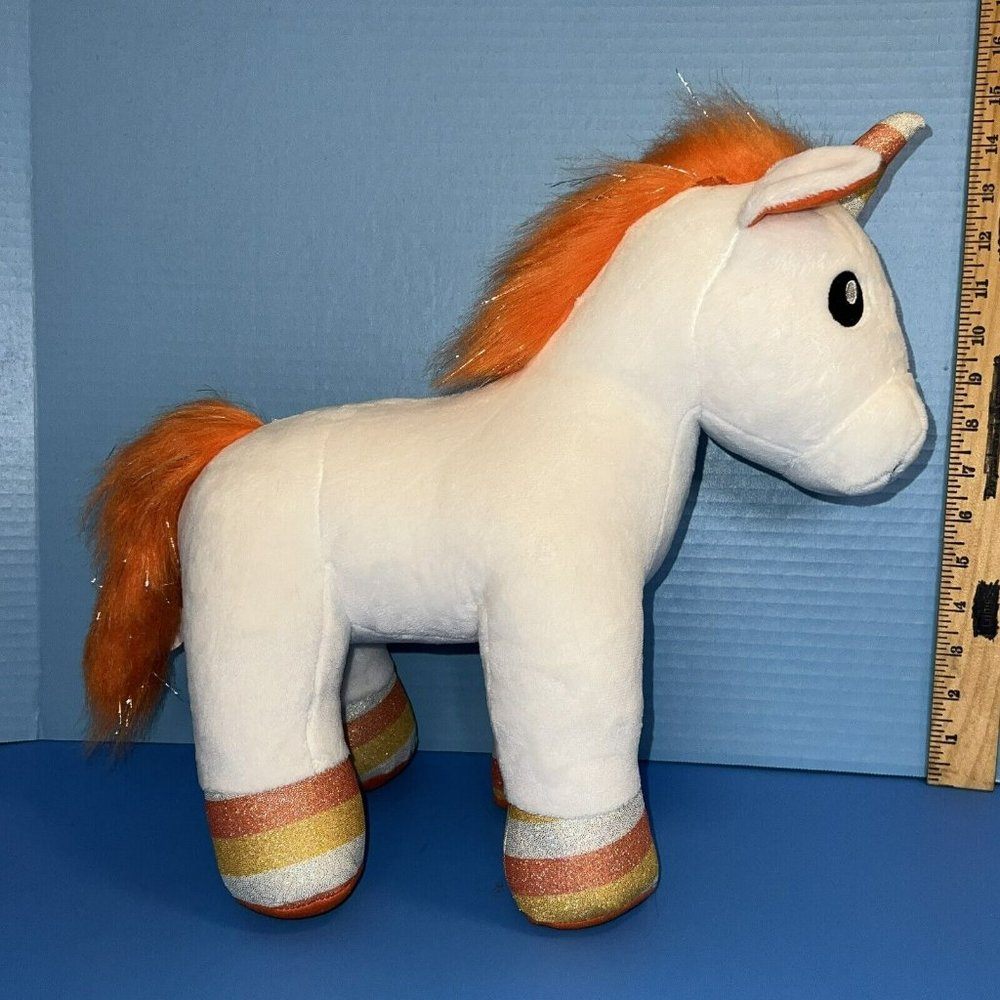 Build A Bear Candy Corn Unicorn 15" Plush Halloween White Orange Mane Tail 2019